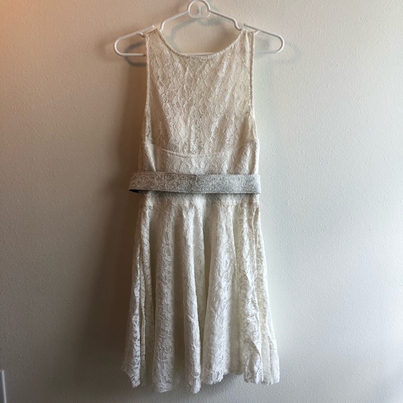 White Floral Lace A-Line Dress - Picture 2 of 6